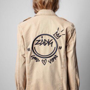 NWT $398 Zadig & Voltaire Kid Cotton Good Vibes Jacket